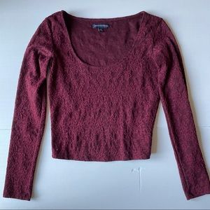 American Eagle lace maroon long sleeve top